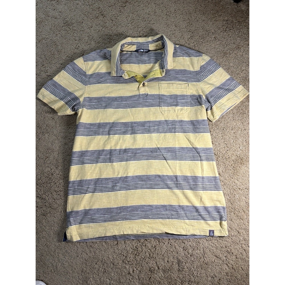North Face‎ Polo Shirt Men Medium Front Chest Pocket Striped Short Sleeve Preppy